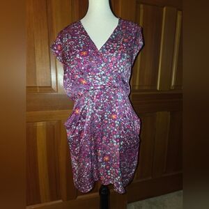 Jodi Arnold 100% Silk Floral V-Neck Dress Size 8